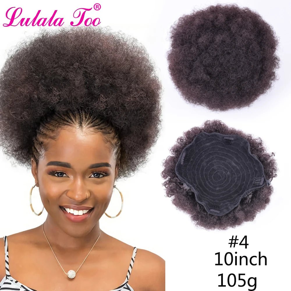 10" Afro Puff Synthetic Hair Bun Chignon Hairpiece For Women Drawstring Ponytail Kinky Curly Updo Clip Hair Extensions - Flexi Africa - Flexi Africa offers Free Delivery Worldwide - Vibrant African traditional clothing showcasing bold prints and intricate designs