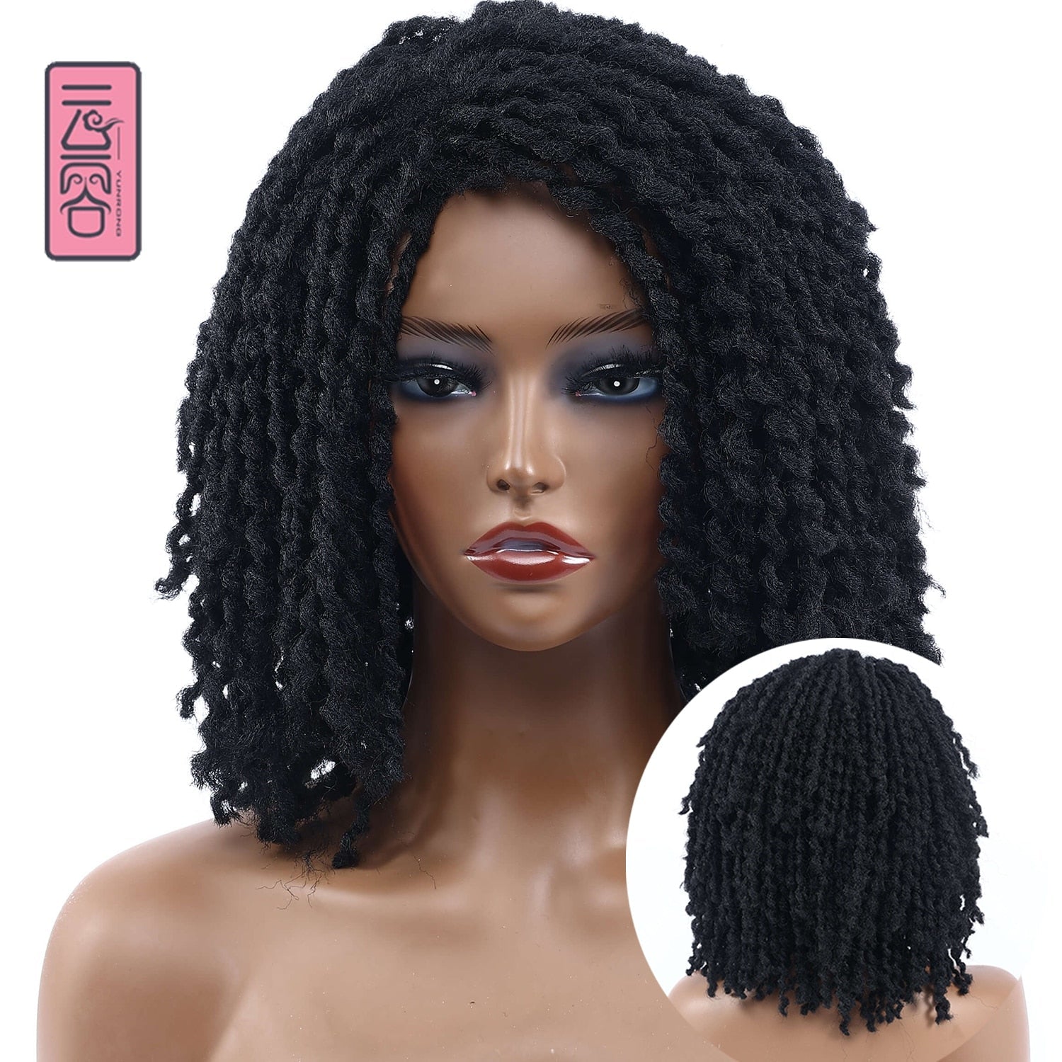 10" Braided Wigs Afro Bob Wig Synthetic Dreadlock Wigs Short Curly - Free Delivery Worldwide only at Flexi Africa