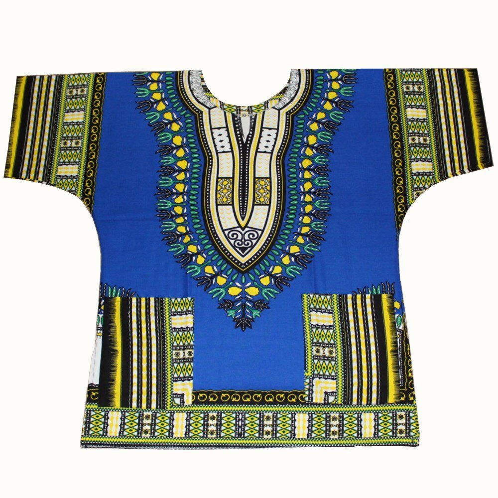 100% Cotton African Print Dashiki Unisex Clothing Bold and Colorful Loose T-shirts - Flexi Africa - Flexi Africa offers Free Delivery Worldwide - Vibrant African traditional clothing showcasing bold prints and intricate designs