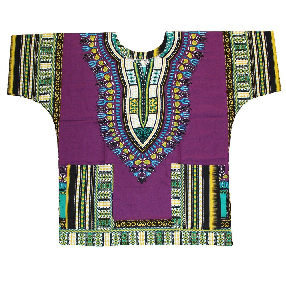 100% Cotton African Print Dashiki Unisex Clothing Bold and Colorful Loose T-shirts - Flexi Africa - Flexi Africa offers Free Delivery Worldwide - Vibrant African traditional clothing showcasing bold prints and intricate designs