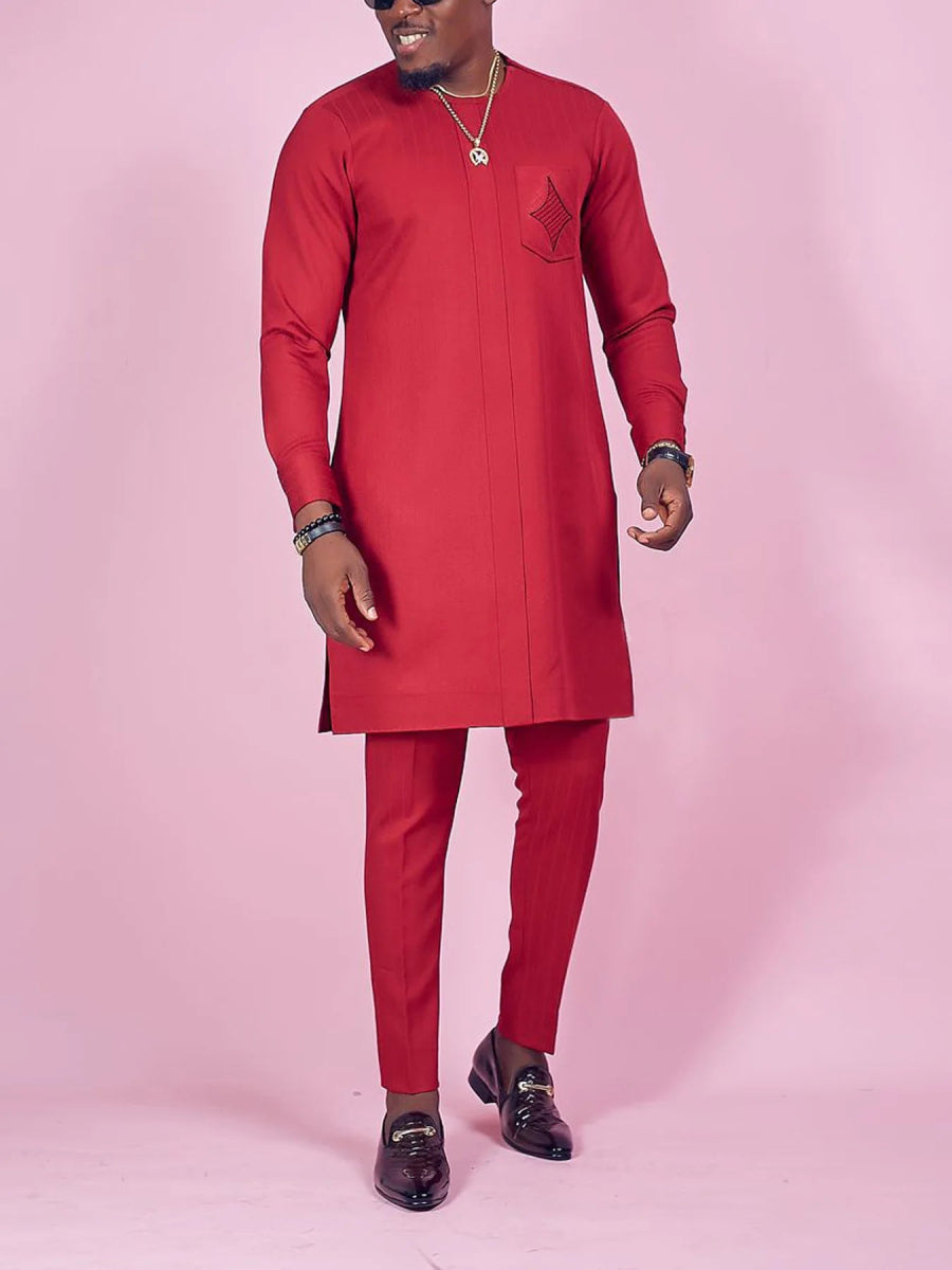 2PC African Men's Traditional Kaftan Set – Elegant Evening & Party Attire - Free Delivery Worldwide only at Flexi Africa