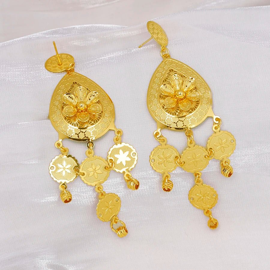 2PC Ethiopian Jewelry Set for Women – Gold - Tone Necklace & Earrings - Free Delivery Worldwide only at Flexi Africa