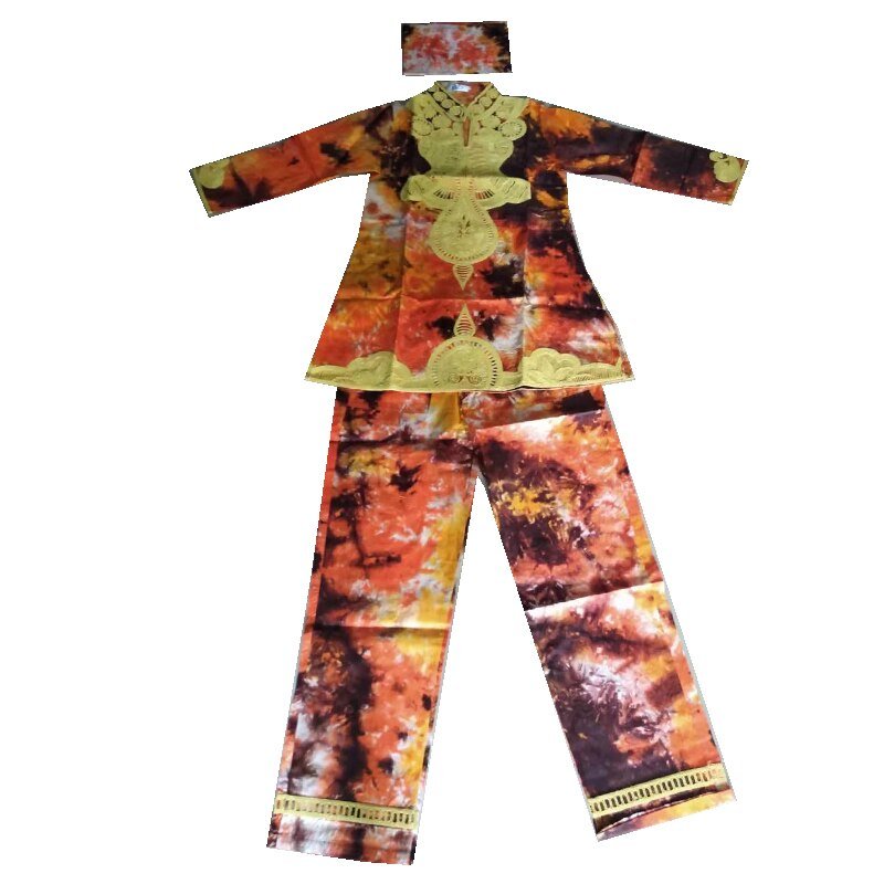 2PC Set Embroidered Shirt Pant Suit Ankara Dashiki Clothing Nigerian Head Wraps - Flexi Africa - Flexi Africa offers Free Delivery Worldwide - Vibrant African traditional clothing showcasing bold prints and intricate designs