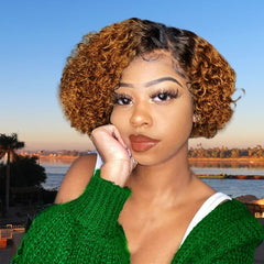 8" Short Kinky Curly Human Hair Wig Afro Short Wigs Pixie Cut No Lace Front Natural - Flexi Africa - Free Delivery Worldwide only at www.flexiafrica.com