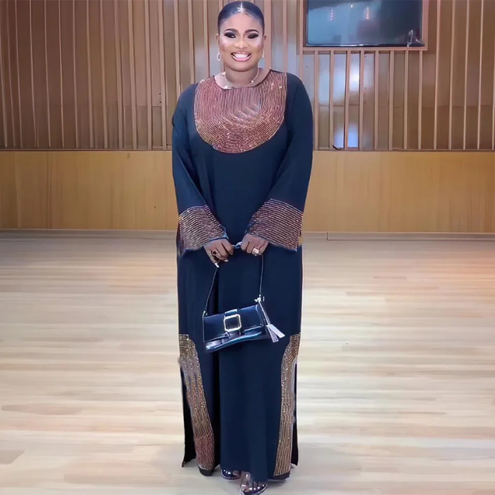 Luxury African Caftan Dress for Women – Boubou Djellaba Robe for Evening Parties