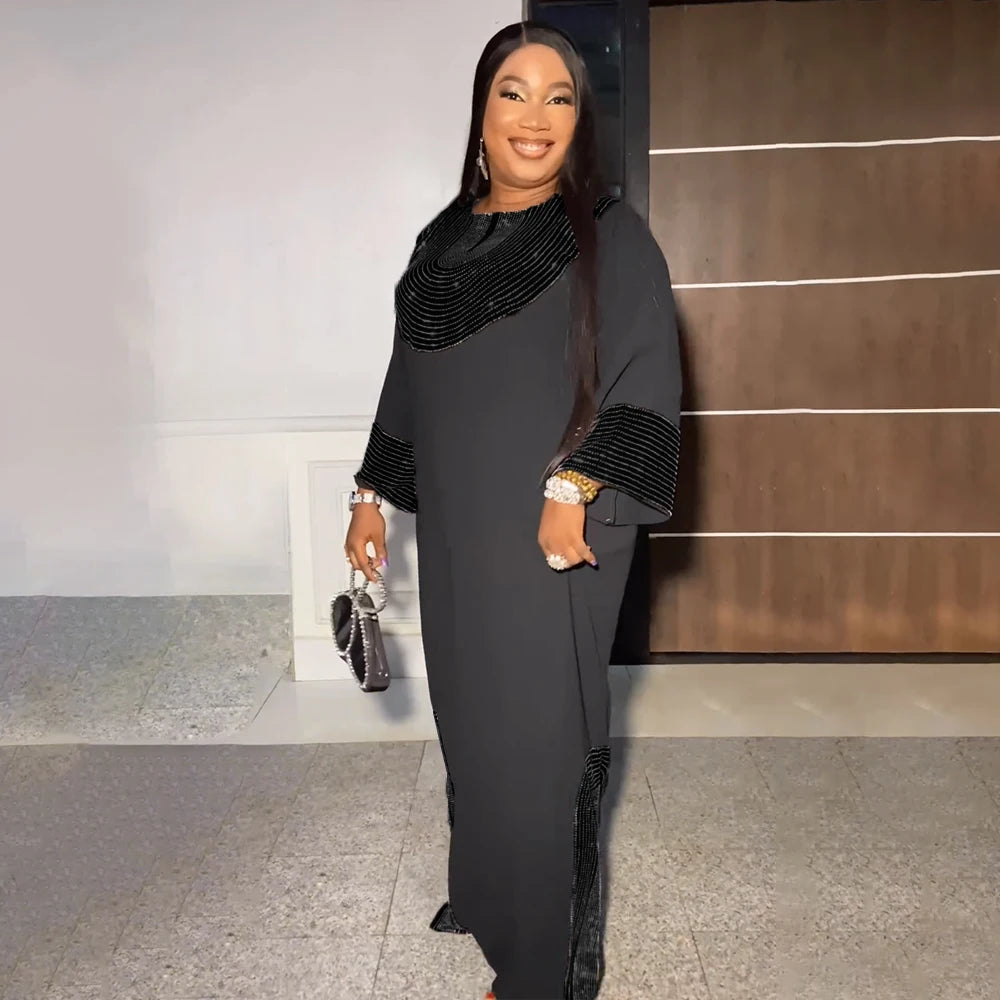 Luxury African Caftan Dress for Women – Boubou Djellaba Robe for Evening Parties