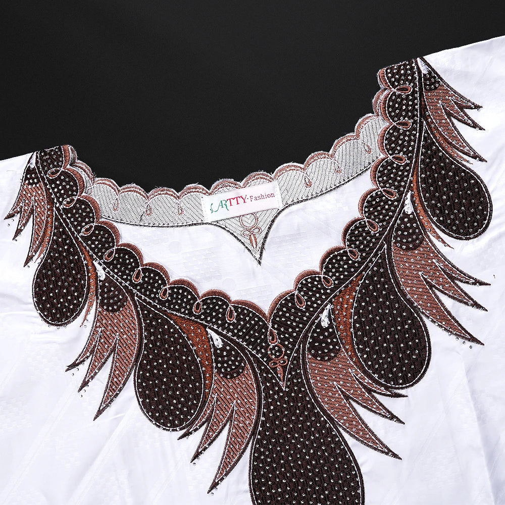 African Plus Size Dress for Women – Bazin Riche Embroidered Dashiki Gown for Events