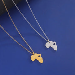 My Shape African Map & Heart Pendant Necklace – Unisex Stainless Steel Choker Chain Jewelry