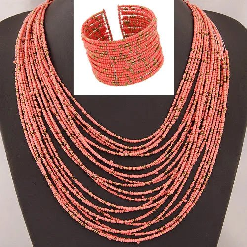 Acrylic Bead Jewelry Sets: Fashionable Necklaces and Bangles for Women - Multicolor Necklace New Jewelry Set - Flexi Africa - Flexi Africa offers Free Delivery Worldwide - Vibrant African traditional clothing showcasing bold prints and intricate designs