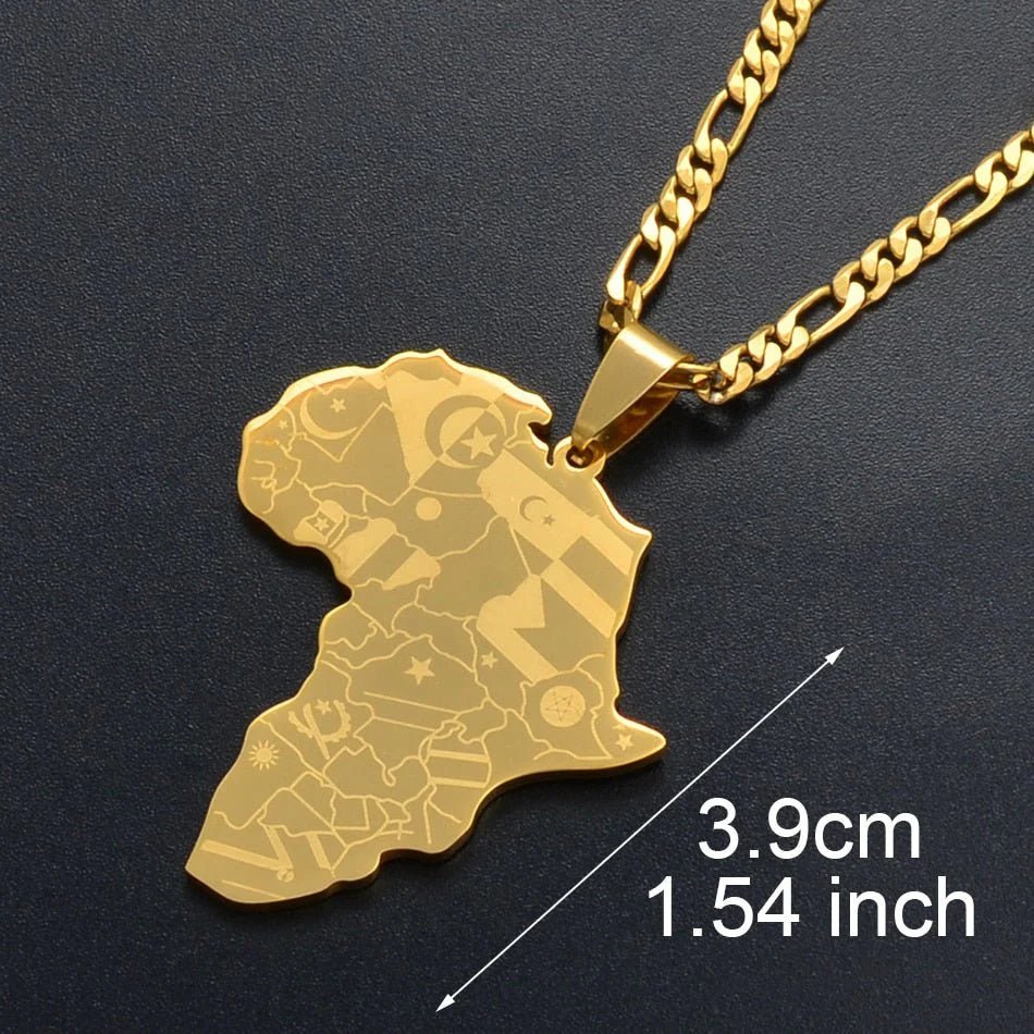 Africa Map Pendant Necklaces in Silver and Gold: Stylish Jewelry for Women and Men - Free Delivery Worldwide