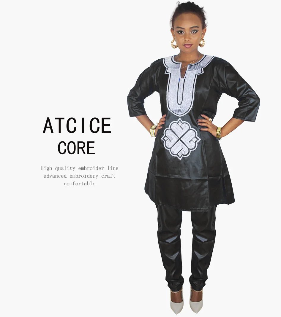 African Dress For Woman Soft Material Emboridery Design Top And Pants - Free Delivery Worldwide only at Flexi Africa