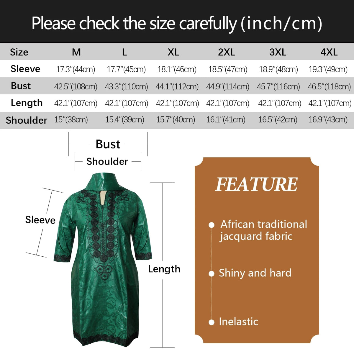 African Dresses For Woman Baizn Riche Embroidery Middle Dress With Scarf - Free Delivery Worldwide only at Flexi Africa