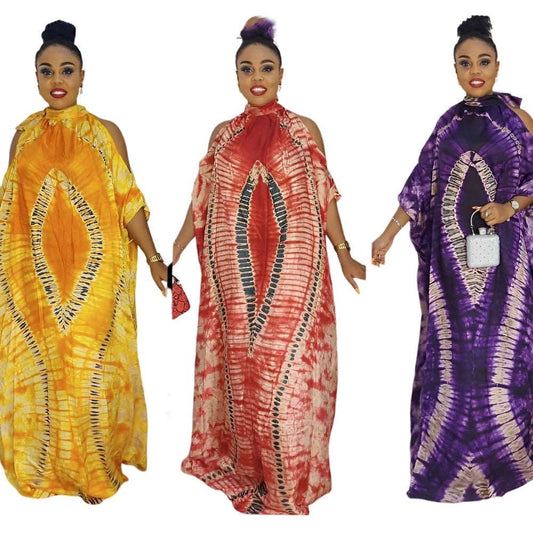 African Heritage Classic Pattern Chiffon Off-the-Shoulder Plus Size Dress - Flexi Africa - Free Delivery Worldwide