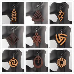 African Laser Cut Wooden Drop Earrings – Mix & Match Shapes Available - Free Delivery Worldwide only at Flexi Africa