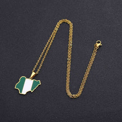 African Pride: Nigeria Map Flag Pendant Necklace - Free Delivery Worldwide only at Flexi Africa