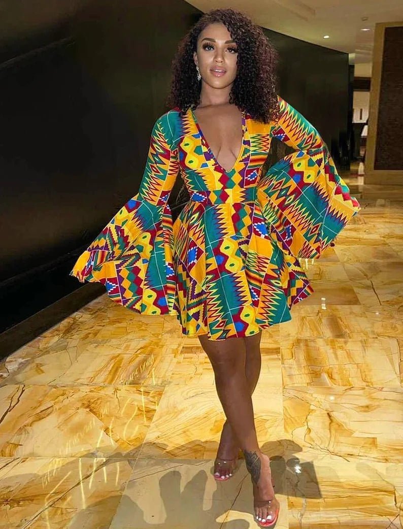 African Print Dress Sasha - Free Delivery Worldwide only at Flexi Africa