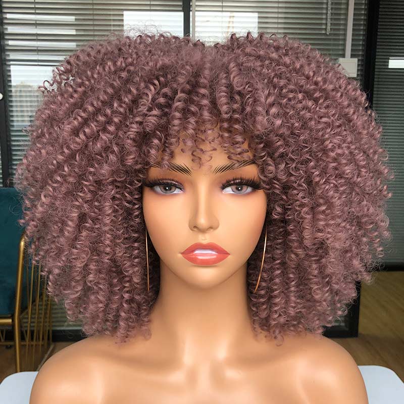 Afro Kinky Wig 14" with Bangs for Black Women - Perfect for Cosplay and Natural Hair Looks - Free Delivery Worldwide