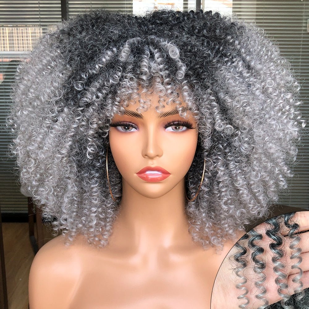 Afro Kinky Wig 14" with Bangs for Black Women - Perfect for Cosplay and Natural Hair Looks - Free Delivery Worldwide