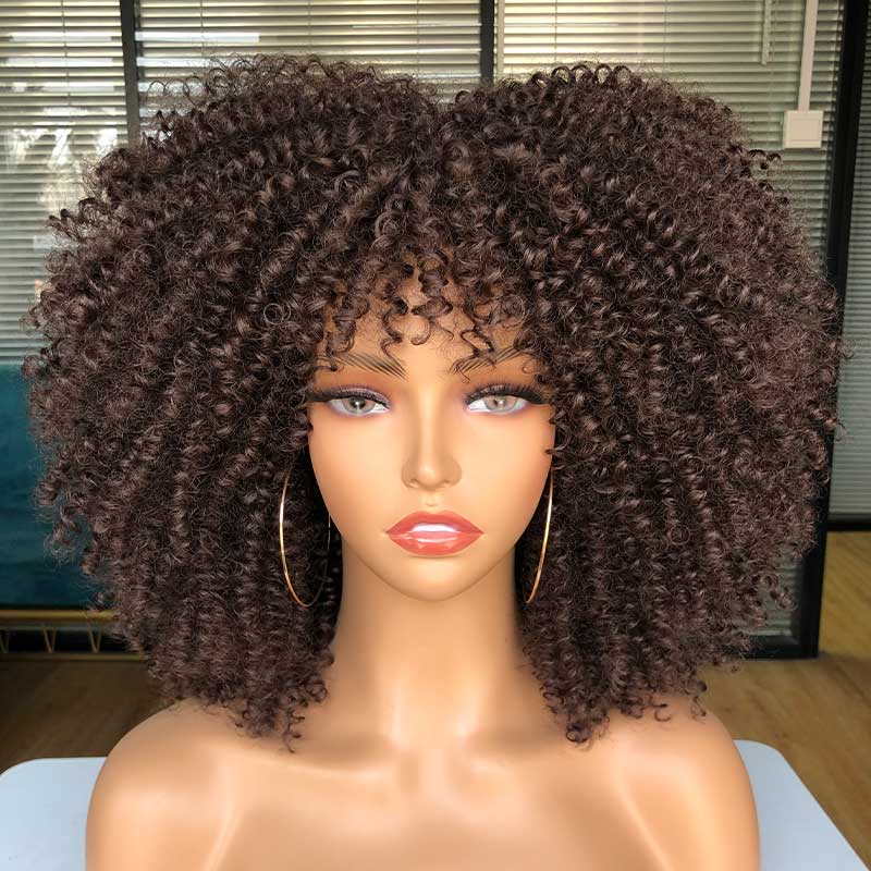 Afro Kinky Wig 14" with Bangs for Black Women - Perfect for Cosplay and Natural Hair Looks - Free Delivery Worldwide only at Flexi Africa