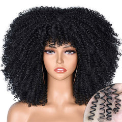 Afro Kinky Wig 14" with Bangs for Black Women - Perfect for Cosplay and Natural Hair Looks - Free Delivery Worldwide