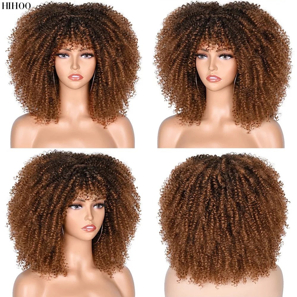 Afro Kinky Wig 14" with Bangs for Black Women - Perfect for Cosplay and Natural Hair Looks - Free Delivery Worldwide only at Flexi Africa