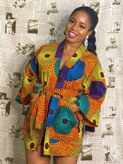 Authentic African Style: Women's Short Kimono Jacket with Traditional Patterns - Free Delivery Worldwide only at Flexi Africa