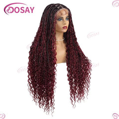 Boho Wig Braid African Synthetic Curly Wigs Full Lace Front Braided Wigs For Black Women Knotless Box Braids Lace Wigs - Free Delivery Worldwide only at Flexi Africa