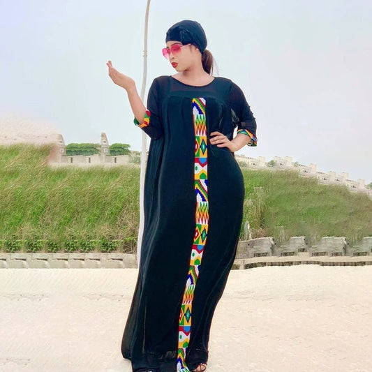 Chiffon High Street Dress: Autumn Abaya Women Solid Elegant Dresses - Free Delivery Worldwide only at Flexi Africa