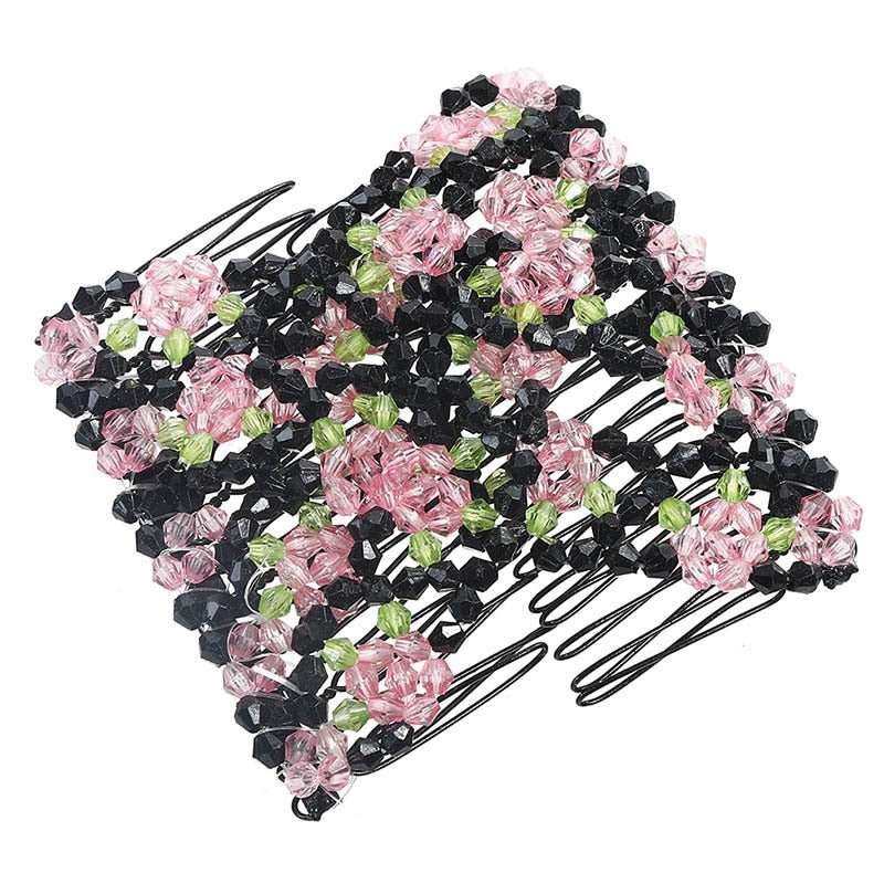 Comb Clip for Women Beaded Flower Barrette Hairpin Elastic Double Combs Clips Hair Accessories - Flexi Africa - Flexi Africa offers Free Delivery Worldwide - Vibrant African traditional clothing showcasing bold prints and intricate designs