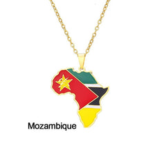 Continent Chic: African Map Geometric Pendant Necklace in Stainless Steel - Flexi Africa - Free Delivery Worldwide