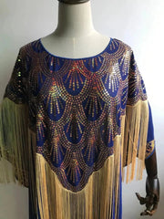 Dashiki Abaya: Timeless African Elegance in Chiffon with Tassel Sequins - Free Delivery Worldwide only at Flexi Africa