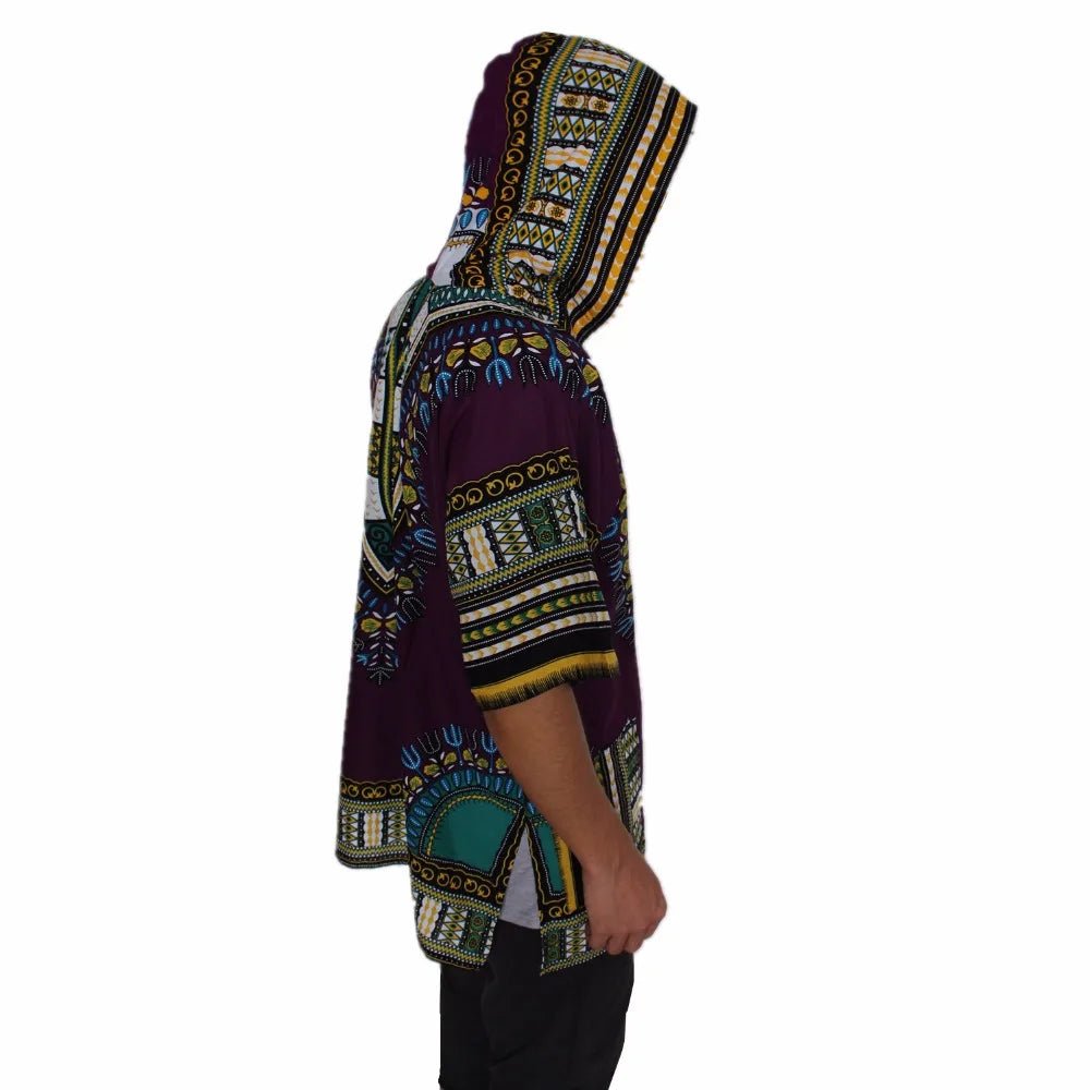 Dashiki-Inspired Hoodies: Relaxed Fit, Authentic African Dashiki Fabric, 100% Cotton, Unisex Fashion Kimono Hooded Attire - Flexi Africa - Flexi Africa offers Free Delivery Worldwide - Vibrant African traditional clothing showcasing bold prints and intricate designs