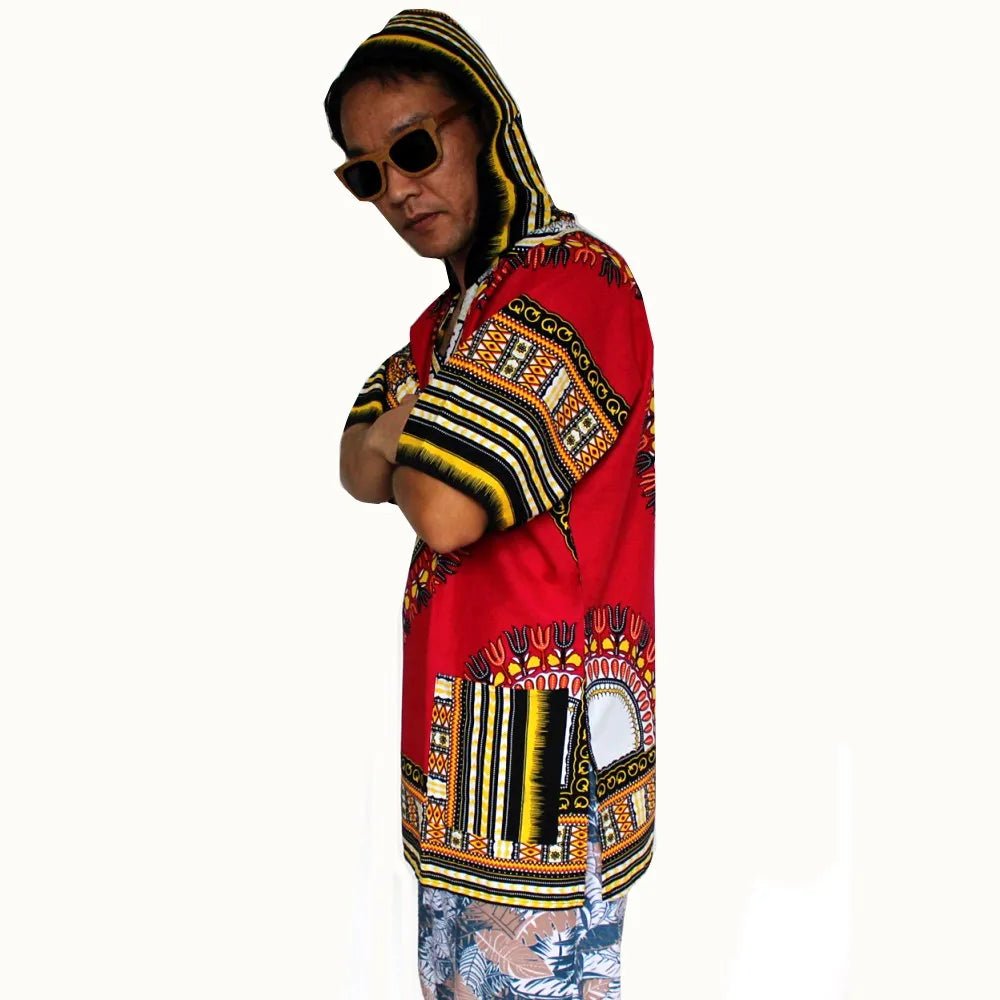 Dashiki-Inspired Hoodies: Relaxed Fit, Authentic African Dashiki Fabric, 100% Cotton, Unisex Fashion Kimono Hooded Attire - Flexi Africa - Flexi Africa offers Free Delivery Worldwide - Vibrant African traditional clothing showcasing bold prints and intricate designs