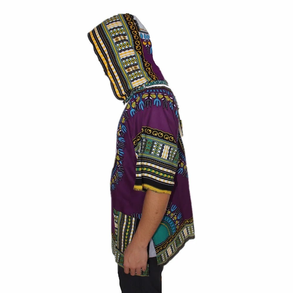 Dashiki-Inspired Hoodies: Relaxed Fit, Authentic African Dashiki Fabric, 100% Cotton, Unisex Fashion Kimono Hooded Attire