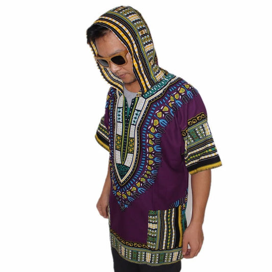 Dashiki-Inspired Hoodies: Relaxed Fit, Authentic African Dashiki Fabric, 100% Cotton, Unisex Fashion Kimono Hooded Attire