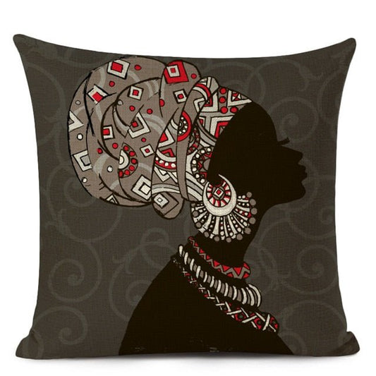 Decorative Cushion Case for Sofa and Home Décor featuring Ethnic Woman in Linen Color Cloth - Flexi Africa - Free Delivery