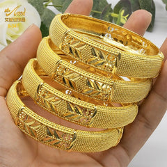 Designer African Bracelet: 24K Gold-Colored Bangles for Women, Luxury Wedding Jewelry - Flexi Africa - www.flexiafrica.com