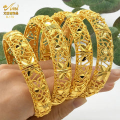 Designer African Bracelet: 24K Gold-Colored Bangles for Women, Luxury Wedding Jewelry - Flexi Africa - www.flexiafrica.com