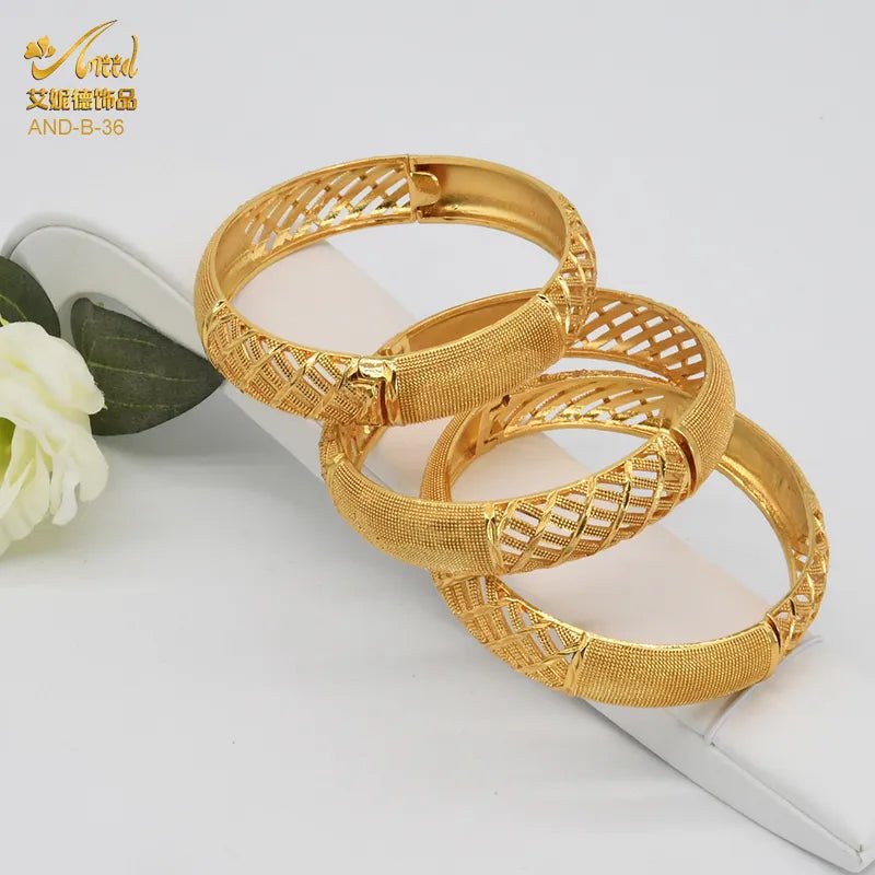 Designer African Bracelet: 24K Gold-Colored Bangles for Women, Luxury Wedding Jewelry - Flexi Africa - Flexi Africa offers Free Delivery Worldwide - Vibrant African traditional clothing showcasing bold prints and intricate designs