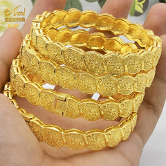 Designer African Bracelet: 24K Gold-Colored Bangles for Women, Luxury Wedding Jewelry - Flexi Africa - www.flexiafrica.com