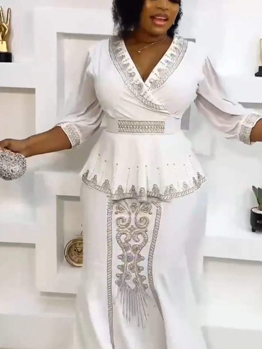 Effortlessly Chic: 2PC Dashiki African Skirt and Top Set for Women, Perfect for Weddings and Parties - Free Delivery Worldwide only at Flexi Africa