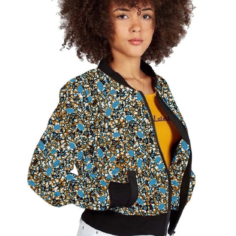 Elegant African-Inspired Women's Bomber Jacket: Colorful Statement Piece for Stylish Comfort - Flexi Africa FREE POST