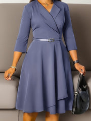 Elegant African Style Dress – V - Neck High Waist Skirt with Matching Belt for Seasonal Wear - Free Delivery Worldwide only at Flexi Africa