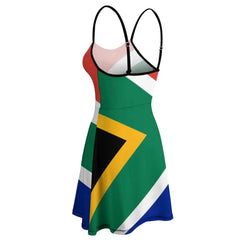 Elegant and Exotic Gown Inspired by South African Flag: A Unique Suspender Dress Blending Modern Styles - Free Delivery Worldwide only at Flexi Africa