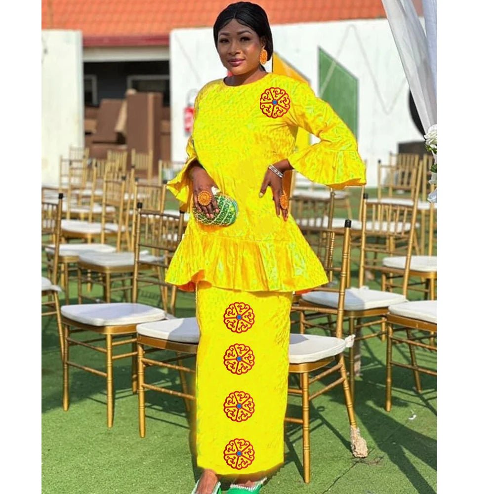 Elegant Bazin Rich Dresses for African Women - Traditional Brocade Clothing - Free Delivery Worldwide only at Flexi Africa