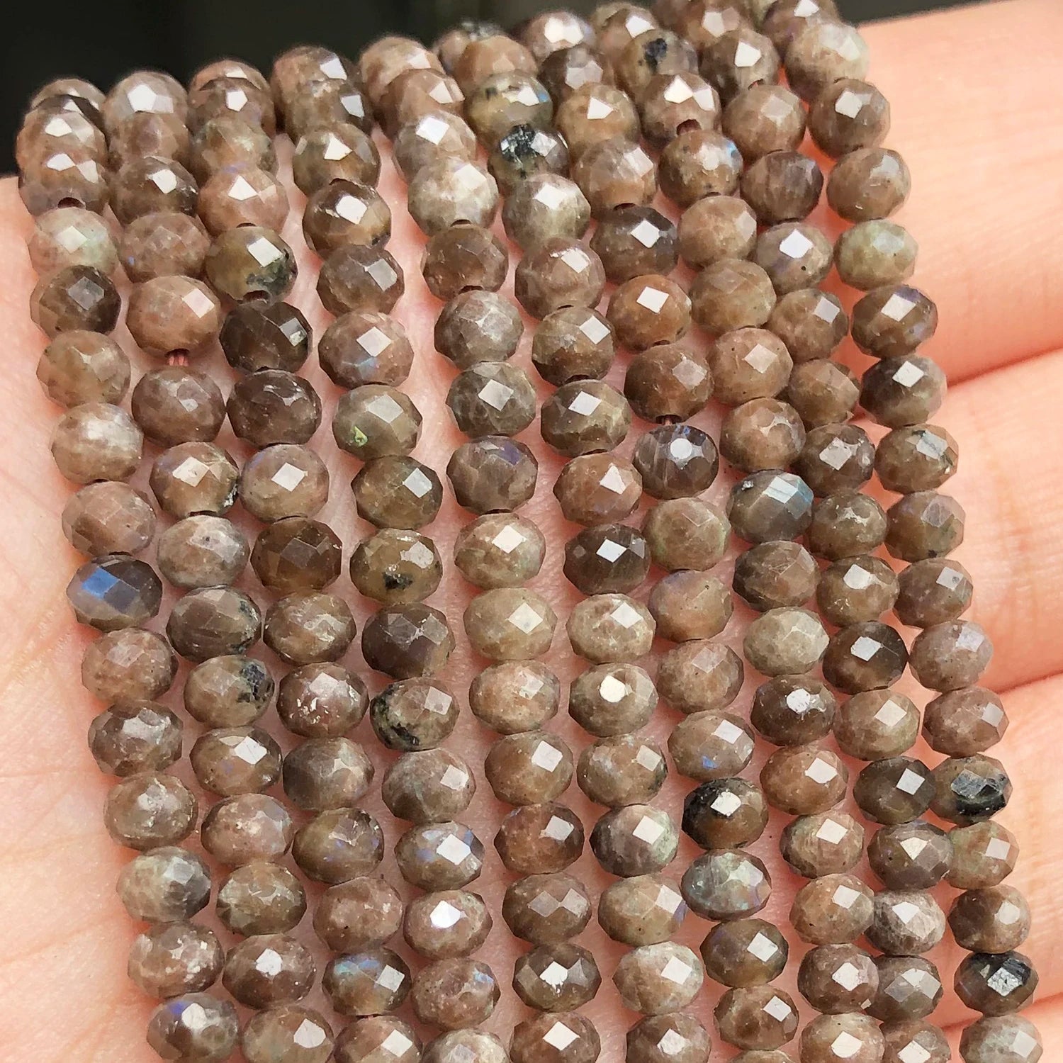 Faceted Natural African Labradorite Stone Beads: Small Round Loose Rondelle Beads 4x3mm - Flexi Africa www.flexiafrica.com