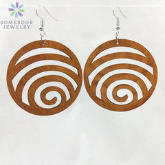 Fashion Laser - Cut Wooden African Map Drop Earrings: Traditional Ethnic Pendant Dangle Jewelry for Women - Flexi Africa - Free Delivery Worldwide only at www.flexiafrica.com