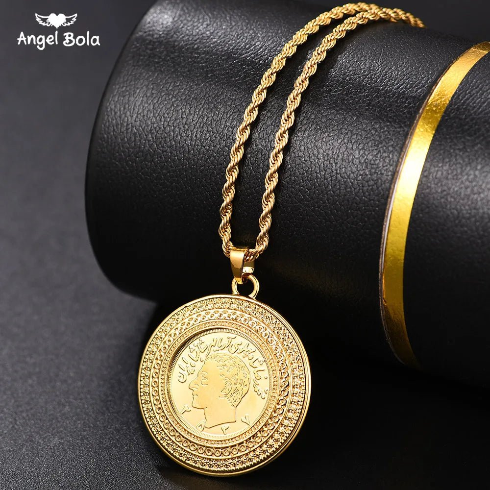 Gold Coin Necklace and Bracelet Jewelry Set for Women & Men – Middle Eastern African Inspired Gift - Free Delivery Worldwide only at Flexi Africa