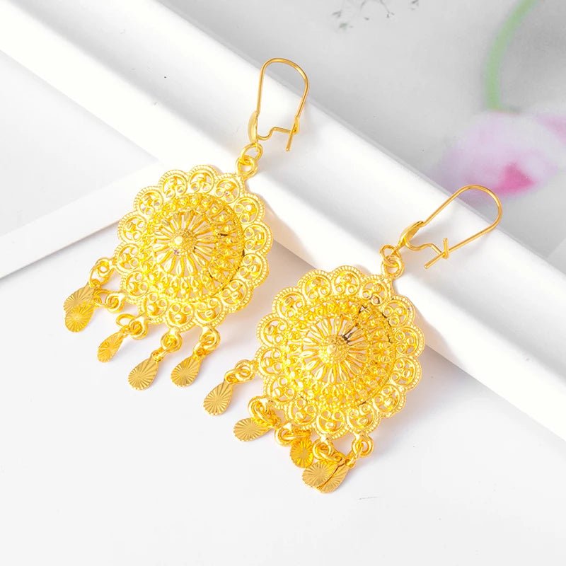 Gold - Tone Earrings for Women & Girls – Middle Eastern, Arabic, and African Ethnic Ornament - Free Delivery Worldwide only at Flexi Africa