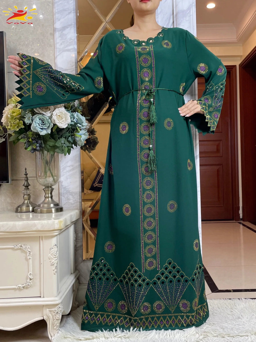 Latest Women Elegant Autumn Dresses Dubai Party Outfits Long Sleeve Dashiki Muslim Women High - grade Comfort Fabric African Abaya - Free Delivery Worldwide only at Flexi Africa